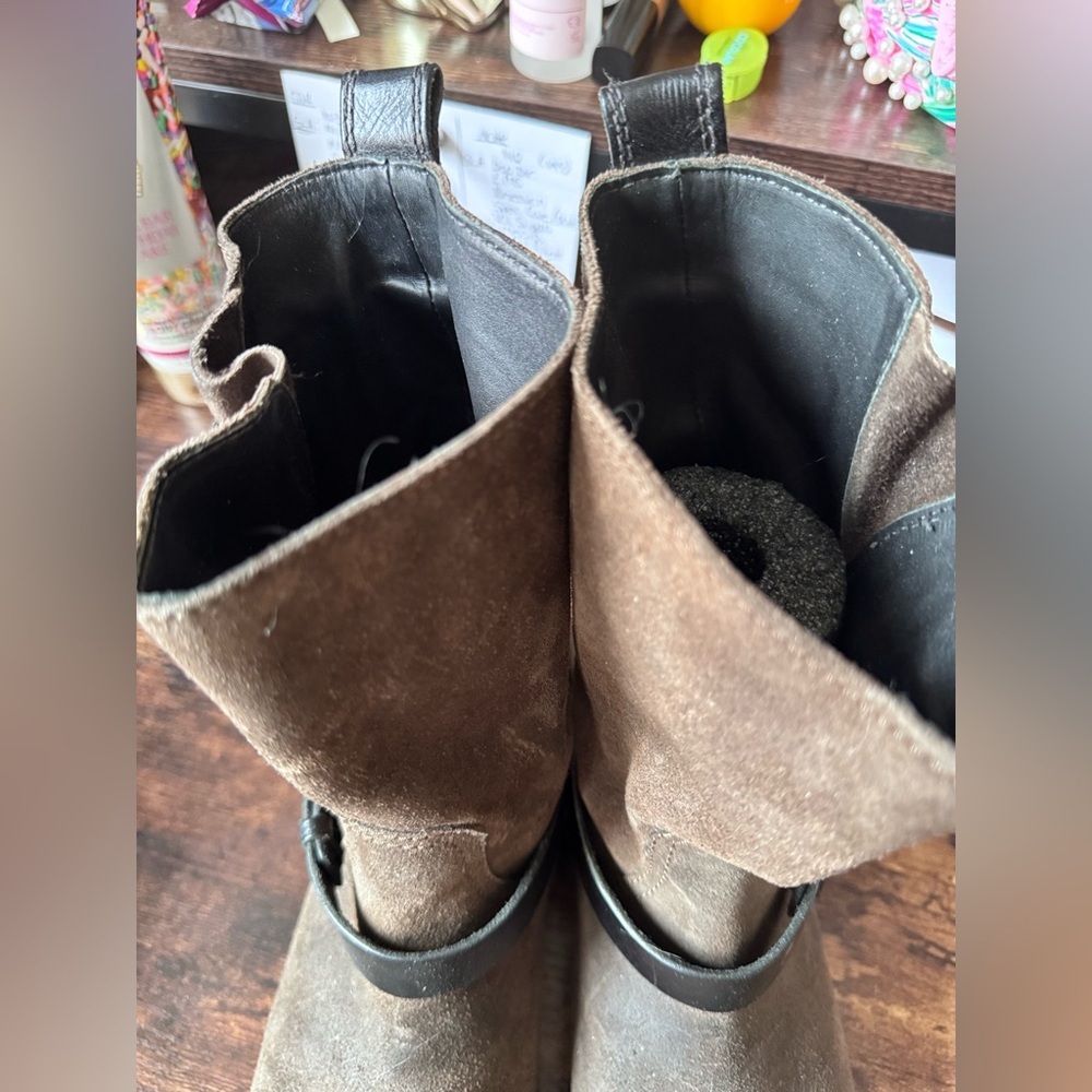 rag & bone brown Suede Moto Boots - Handmade Goodyear Welt - Sz 38 - Picture 8 of 11